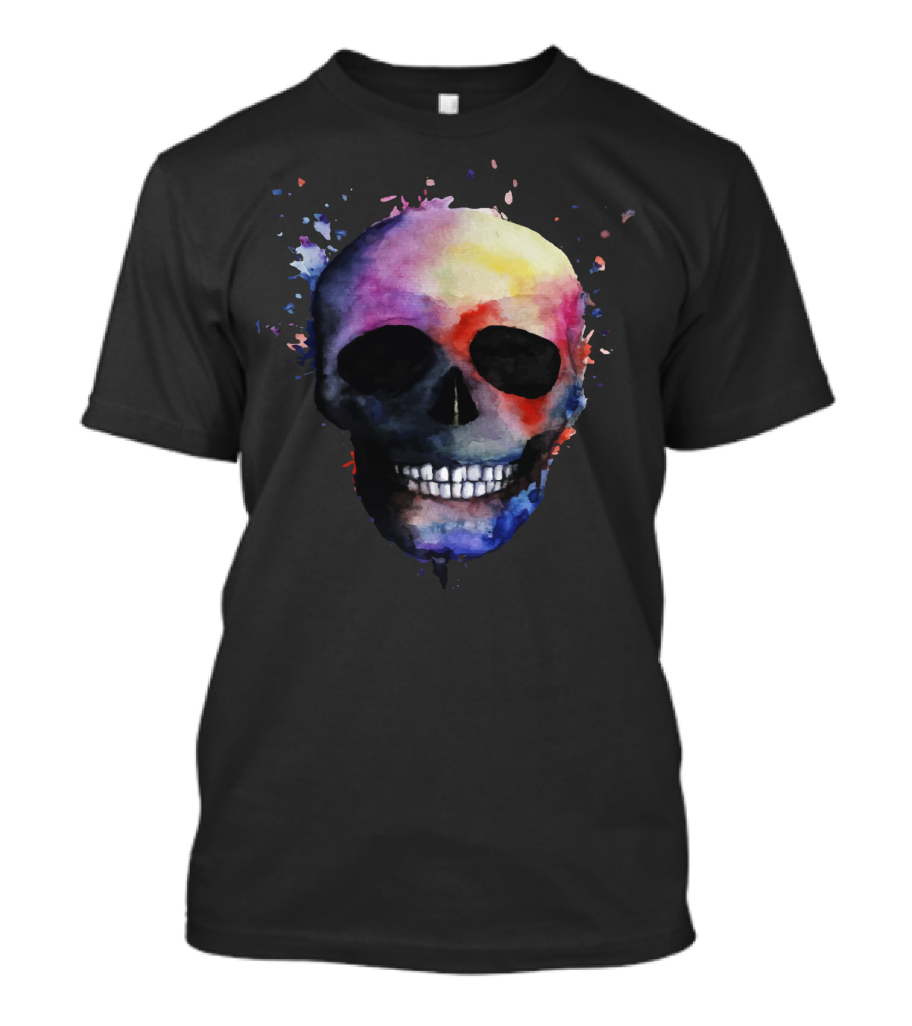 Vibrant Multicolor Skull With Abstract Splash Effects T-Shirt