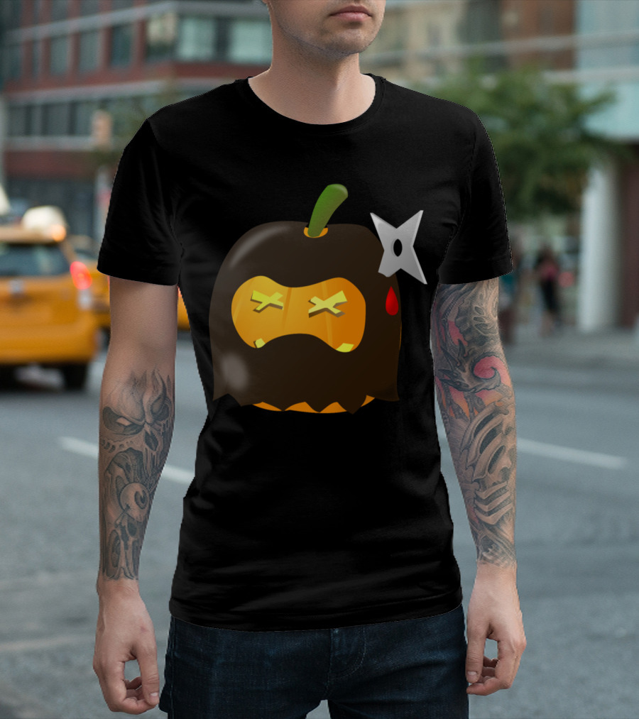Ninja Pumpkin with Shuriken and Mask T-Shirt