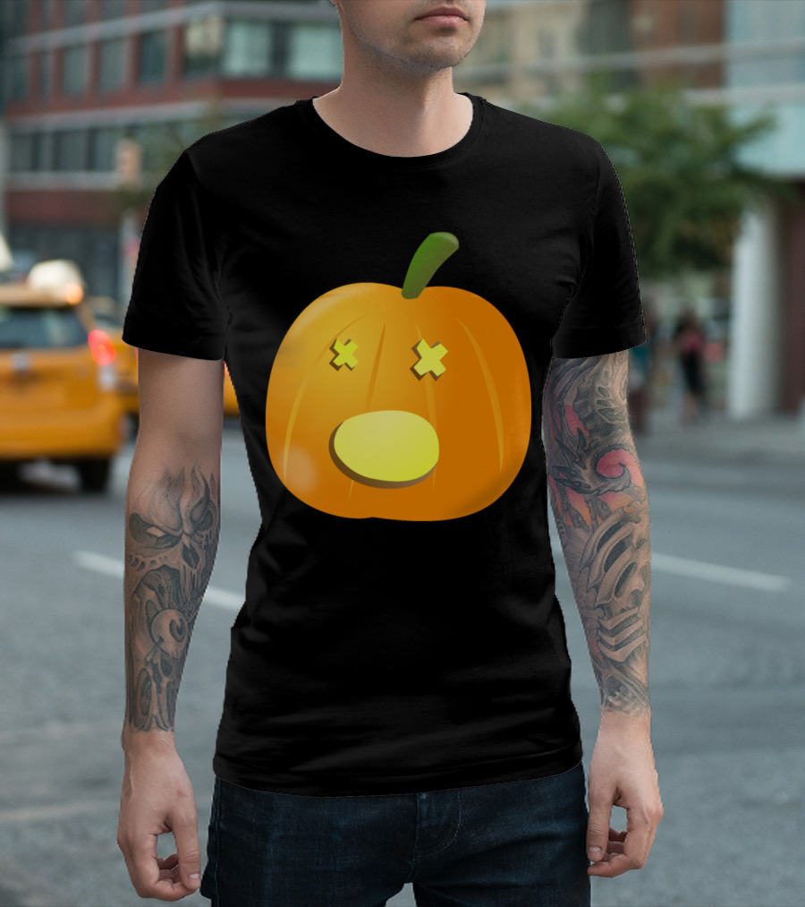 Amazed Pumpkin With X Eyes And Green Stem T-Shirt