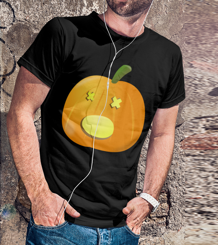 Amazed Pumpkin With X Eyes And Green Stem T-Shirt