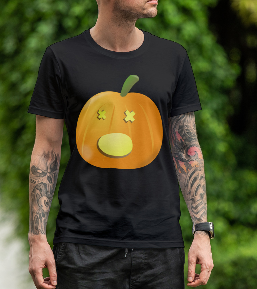 Amazed Pumpkin With X Eyes And Green Stem T-Shirt