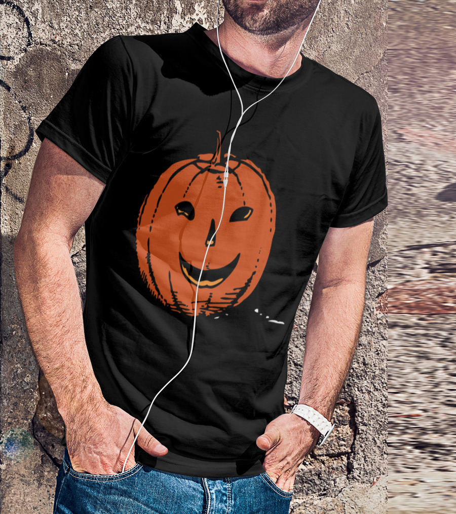 Smily Pumpkin Happy Face Halloween Jack-O'-Lantern T-Shirt