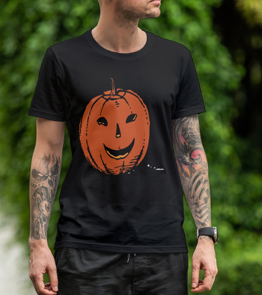 Smily Pumpkin Happy Face Halloween Jack-O'-Lantern T-Shirt