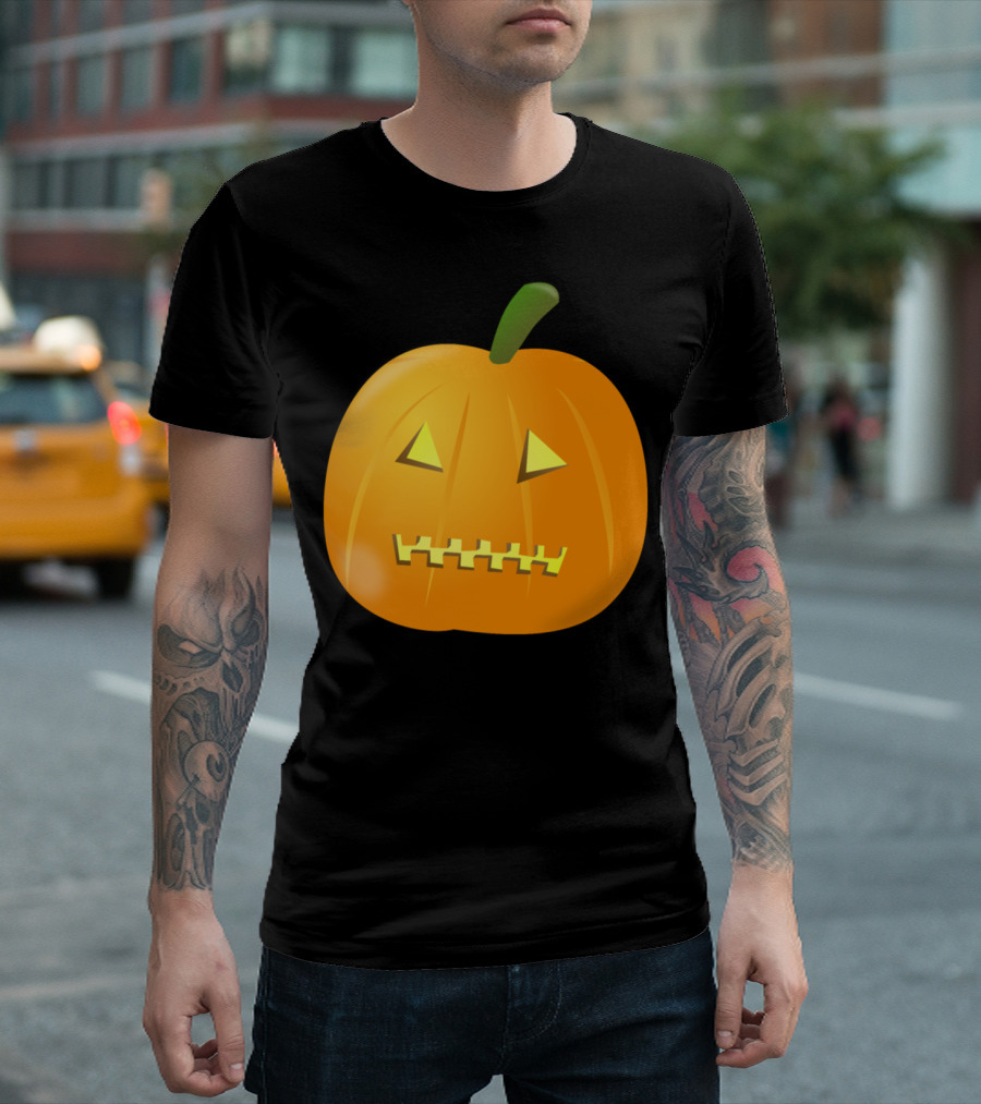 Zipped Pumpkin With Jack-O'-Lantern Face And Zipper Mouth T-Shirt