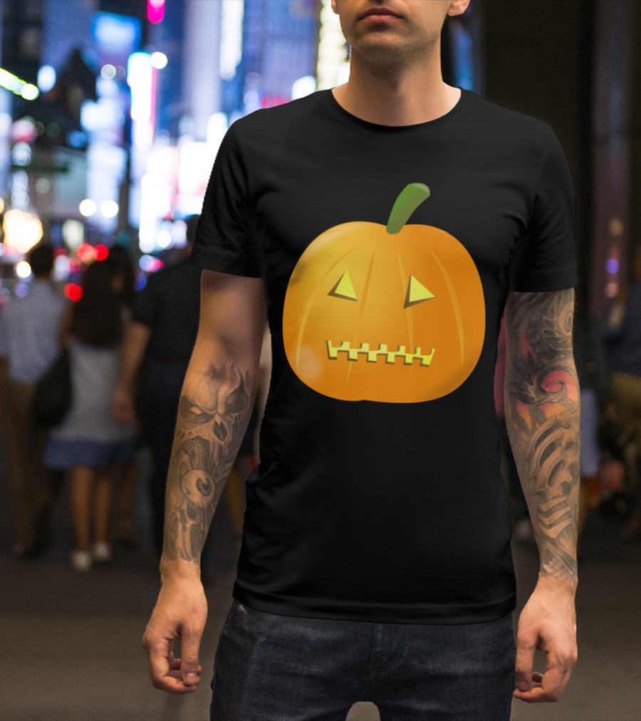Zipped Pumpkin With Jack-O'-Lantern Face And Zipper Mouth T-Shirt