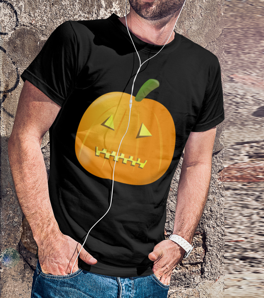 Zipped Pumpkin With Jack-O'-Lantern Face And Zipper Mouth T-Shirt