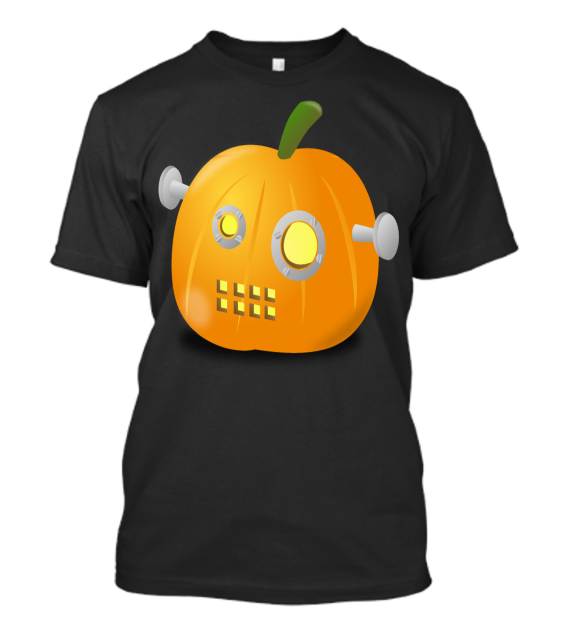 Pumpkin Bot With Robot Eyes And Bolts T-Shirt
