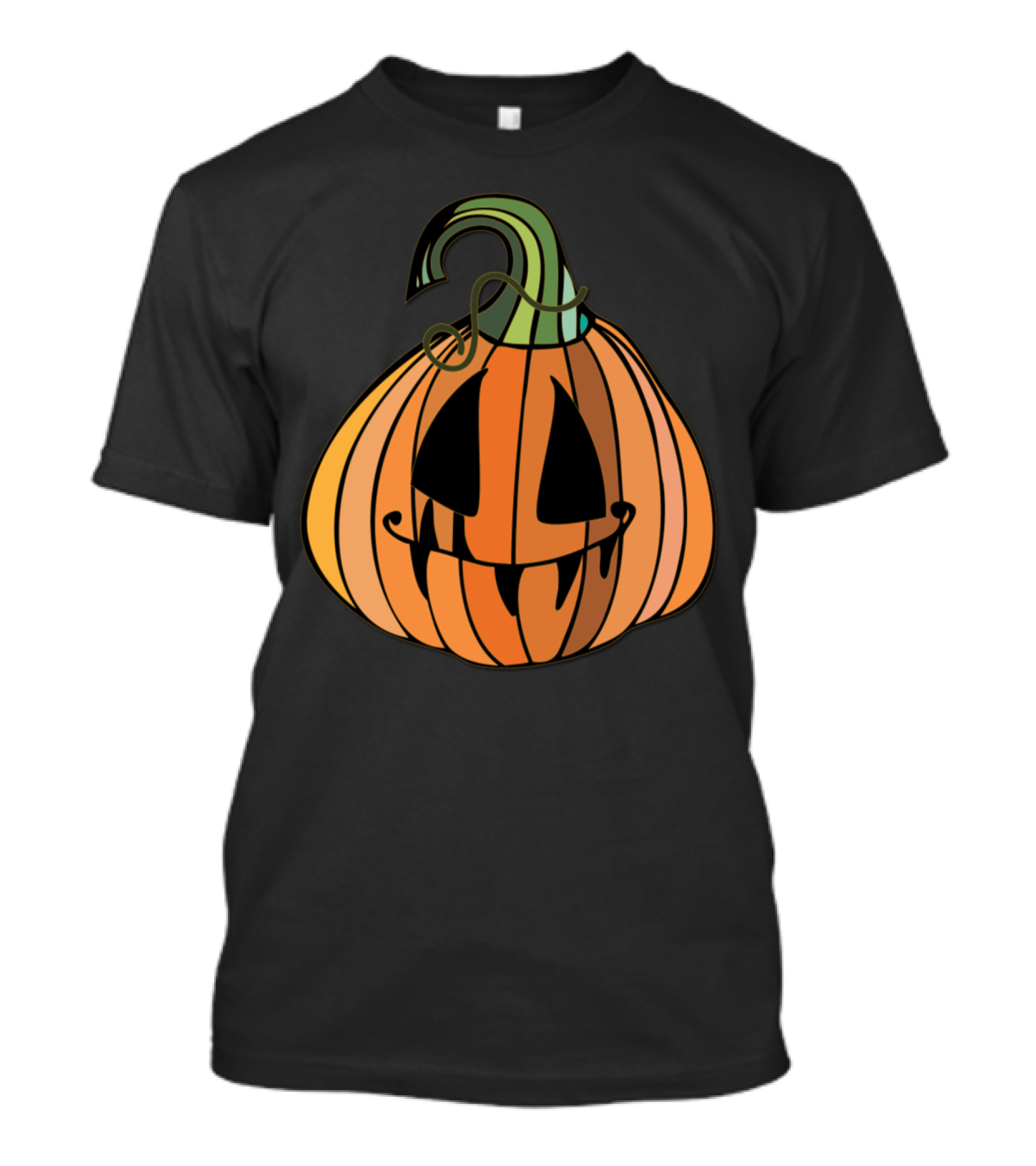 Sad Pumpkin Halloween Cartoon Face With Dripping Black Eyes And Wavy Stem T-Shirt