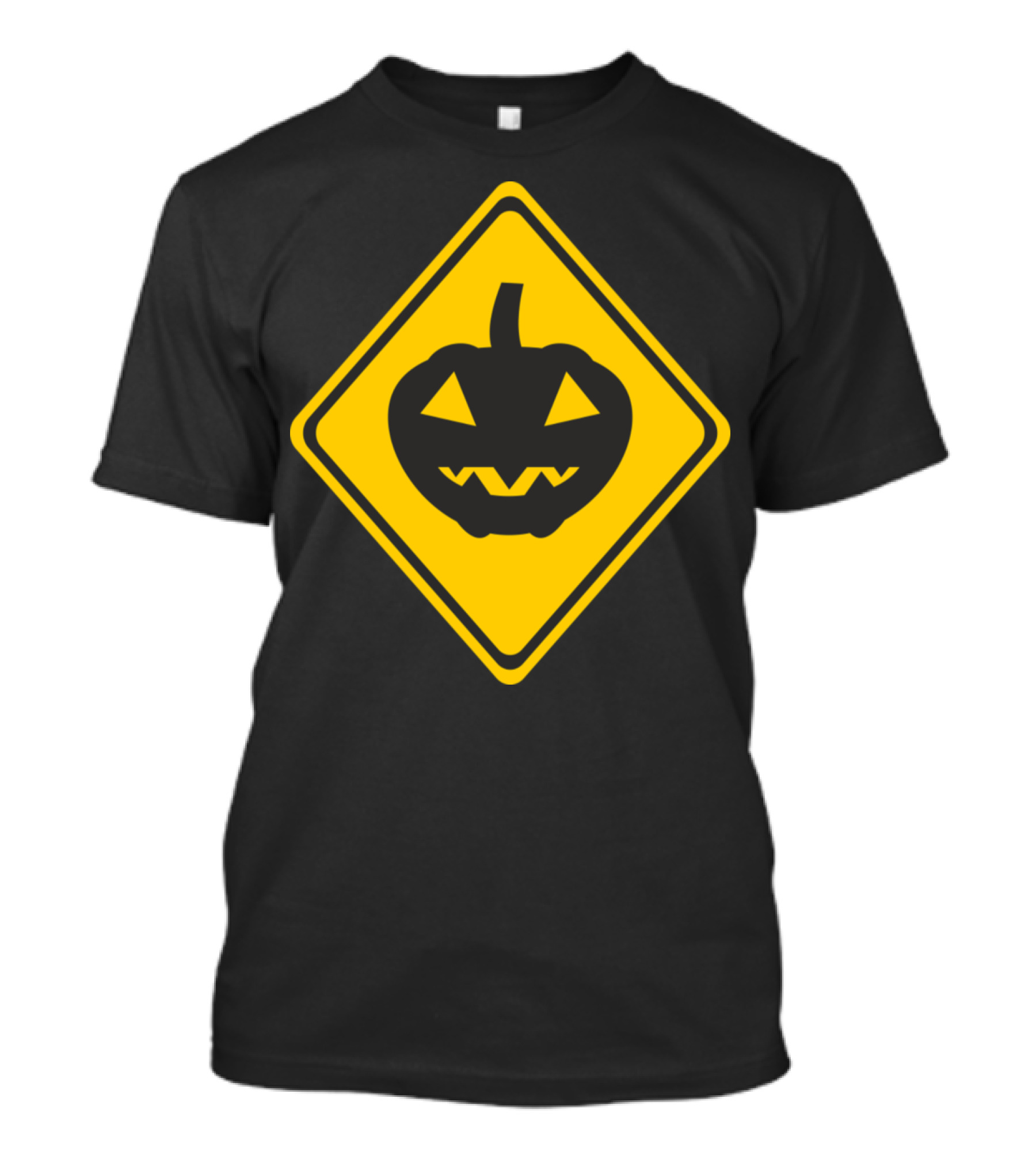 Caution Pumpkins Around Warning Sign Jack-O'-Lantern Halloween T-Shirt