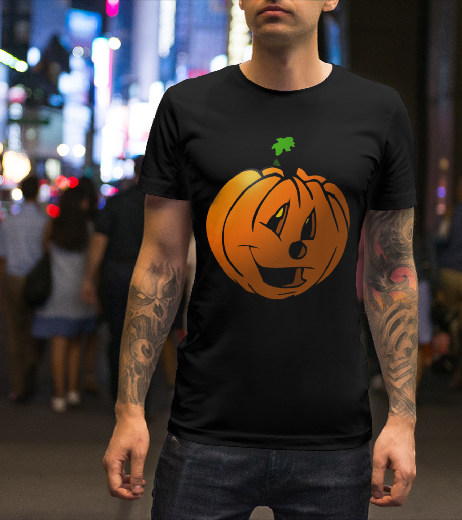 Pumkin Carved Jack-O'-Lantern Face Halloween T-Shirt