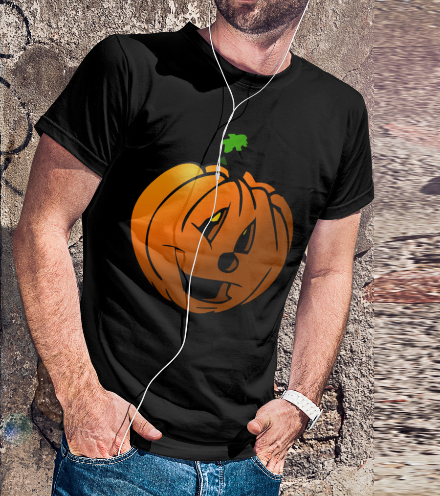 Pumkin Carved Jack-O'-Lantern Face Halloween T-Shirt