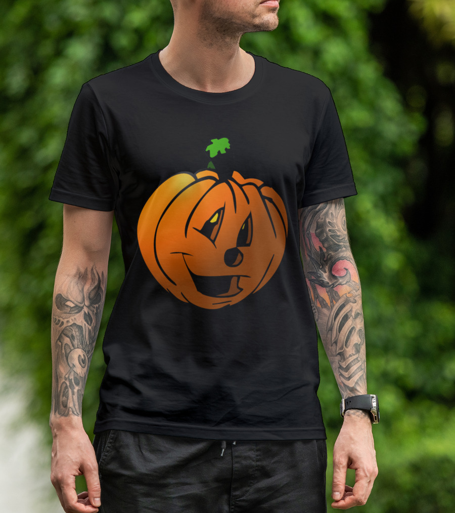 Pumkin Carved Jack-O'-Lantern Face Halloween T-Shirt