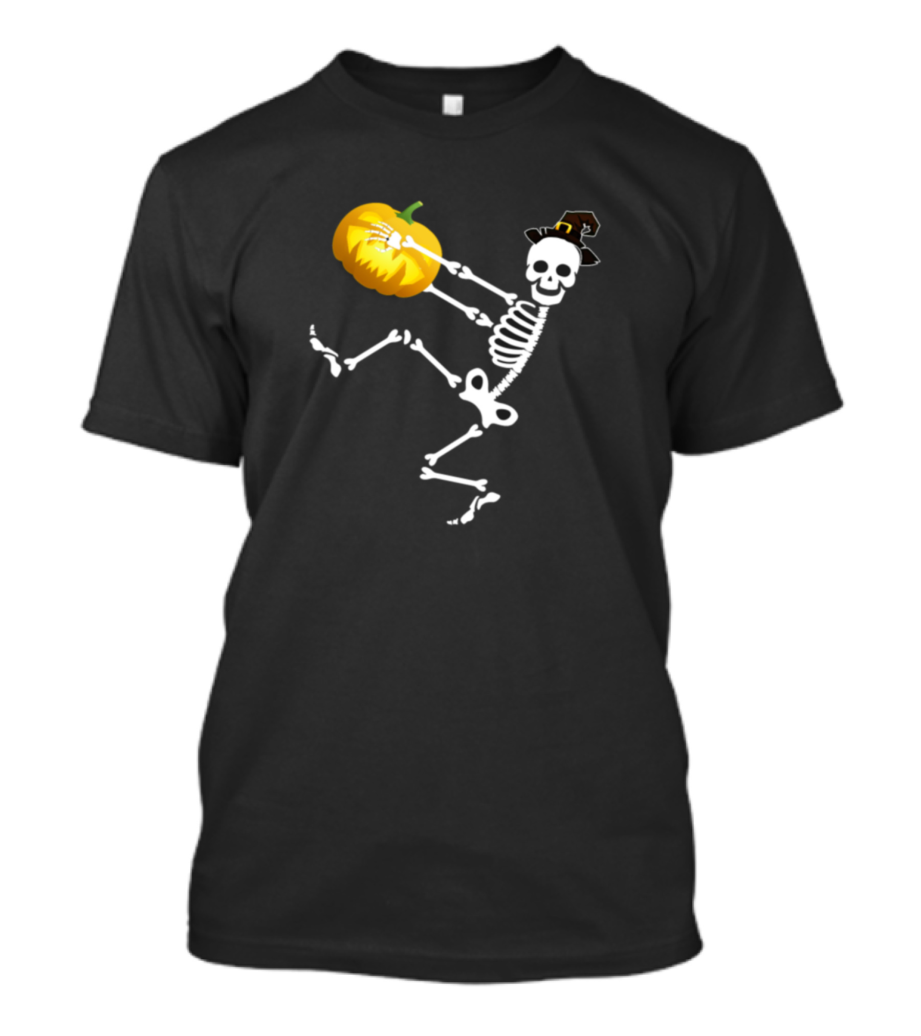Dancing Skeleton With Pumpkin And Witch Hat T-Shirt
