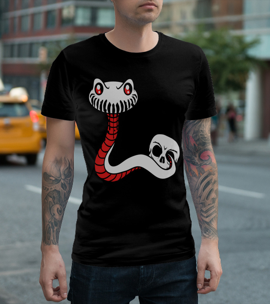 Deadly Skull Snake With Hungry Worm Skeleton Look T-Shirt