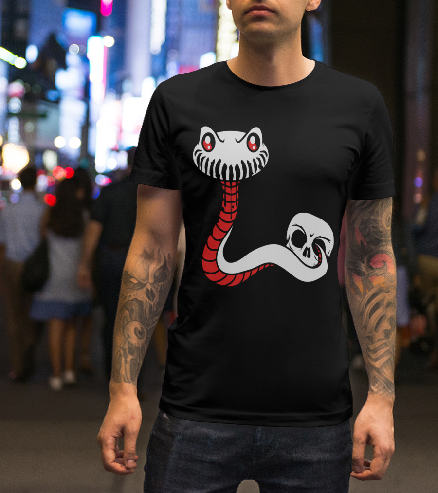Deadly Skull Snake With Hungry Worm Skeleton Look T-Shirt