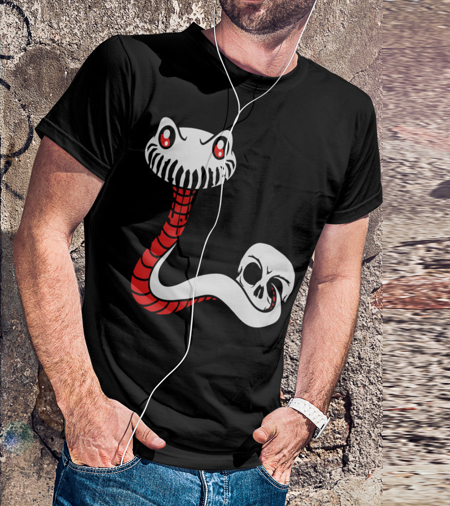Deadly Skull Snake With Hungry Worm Skeleton Look T-Shirt
