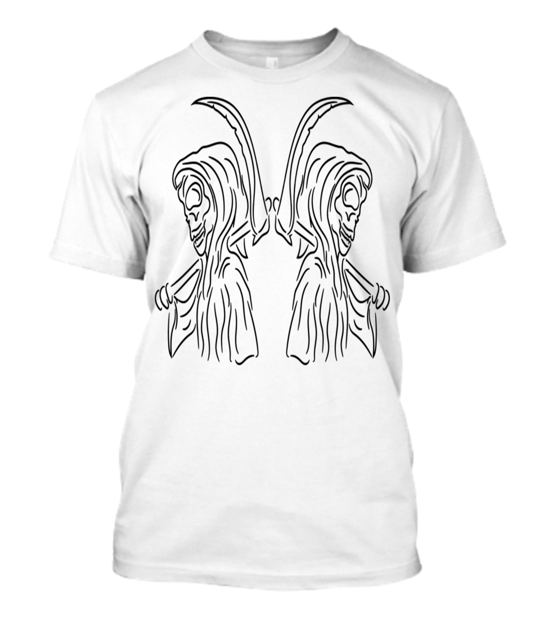 2 Death Sense Evil Skeleton Skull Tattoo Grim Reaper T-Shirt