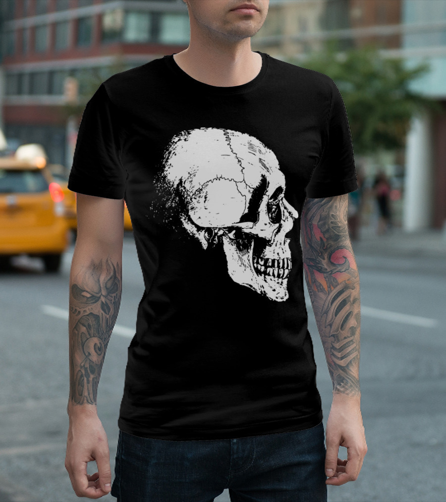 Skeleton Head Skull Side Profile T-Shirt