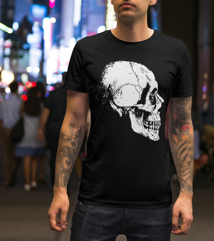 Skeleton Head Skull Side Profile T-Shirt