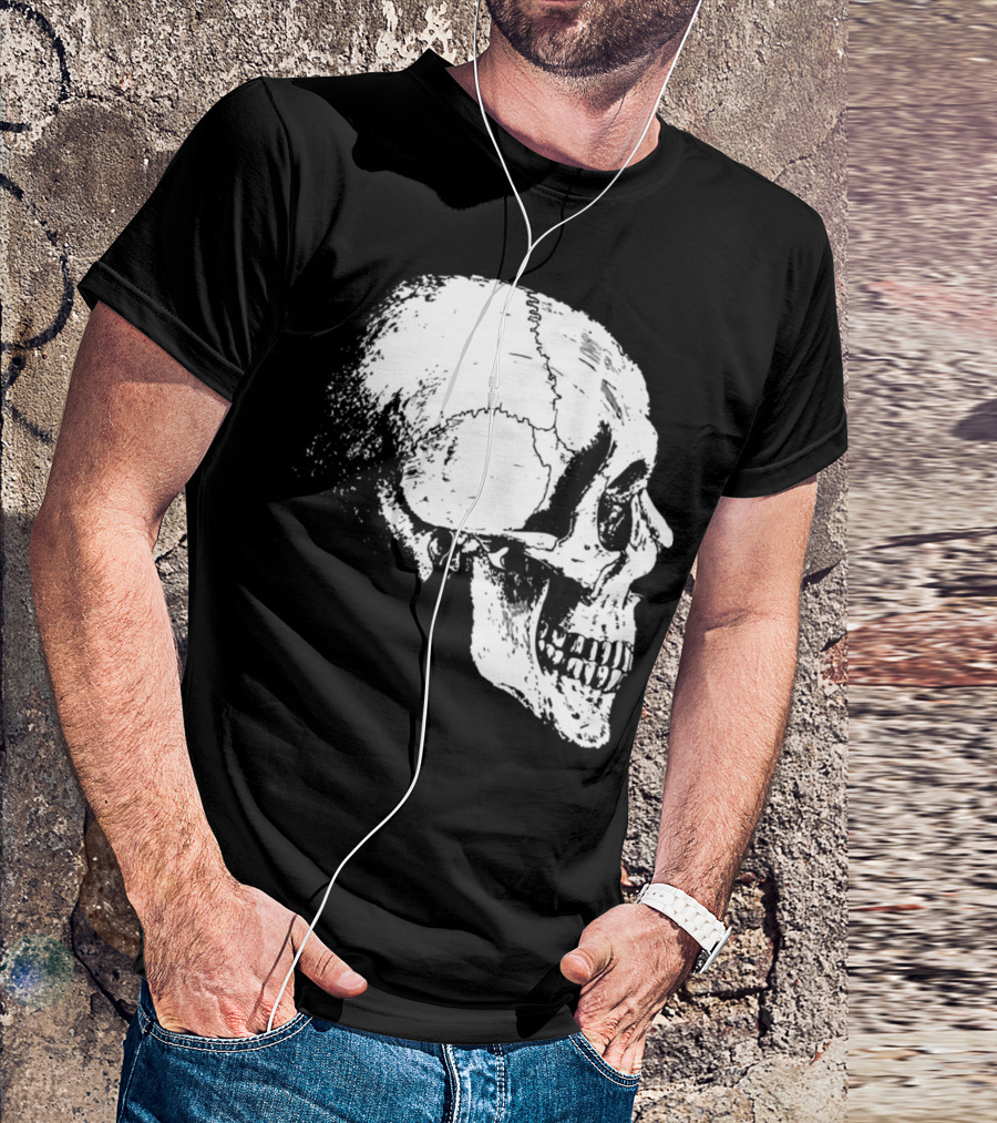 Skeleton Head Skull Side Profile T-Shirt
