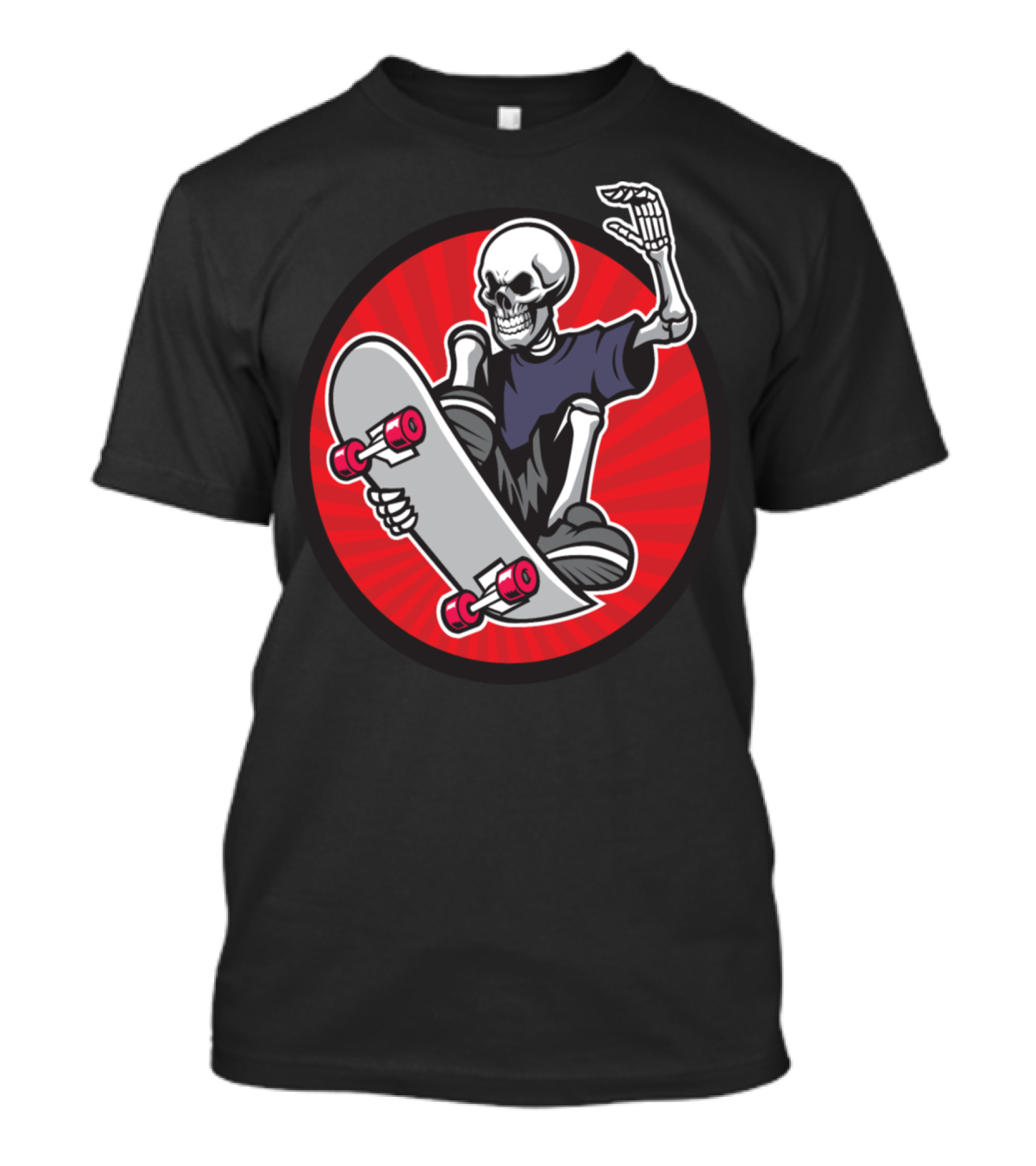 Skeleton Skateboarder Trick Red Circle T-Shirt