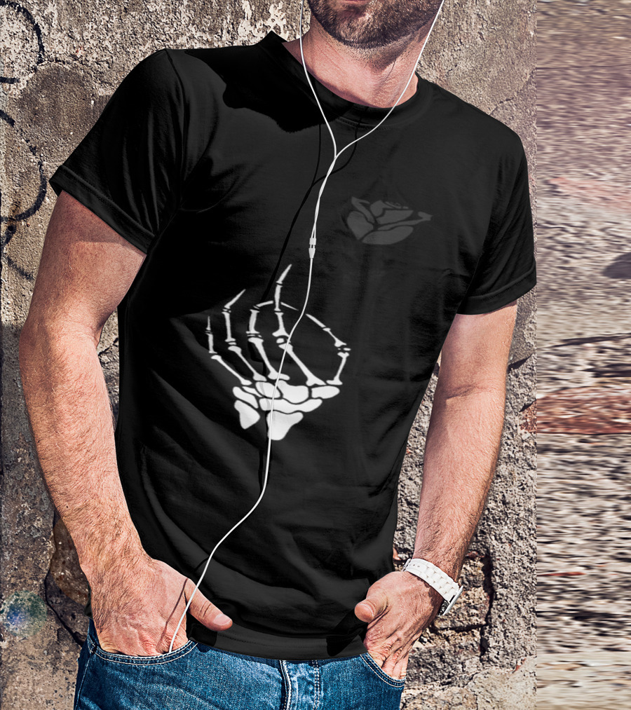 Skeleton Hand Holding A Rose T-Shirt
