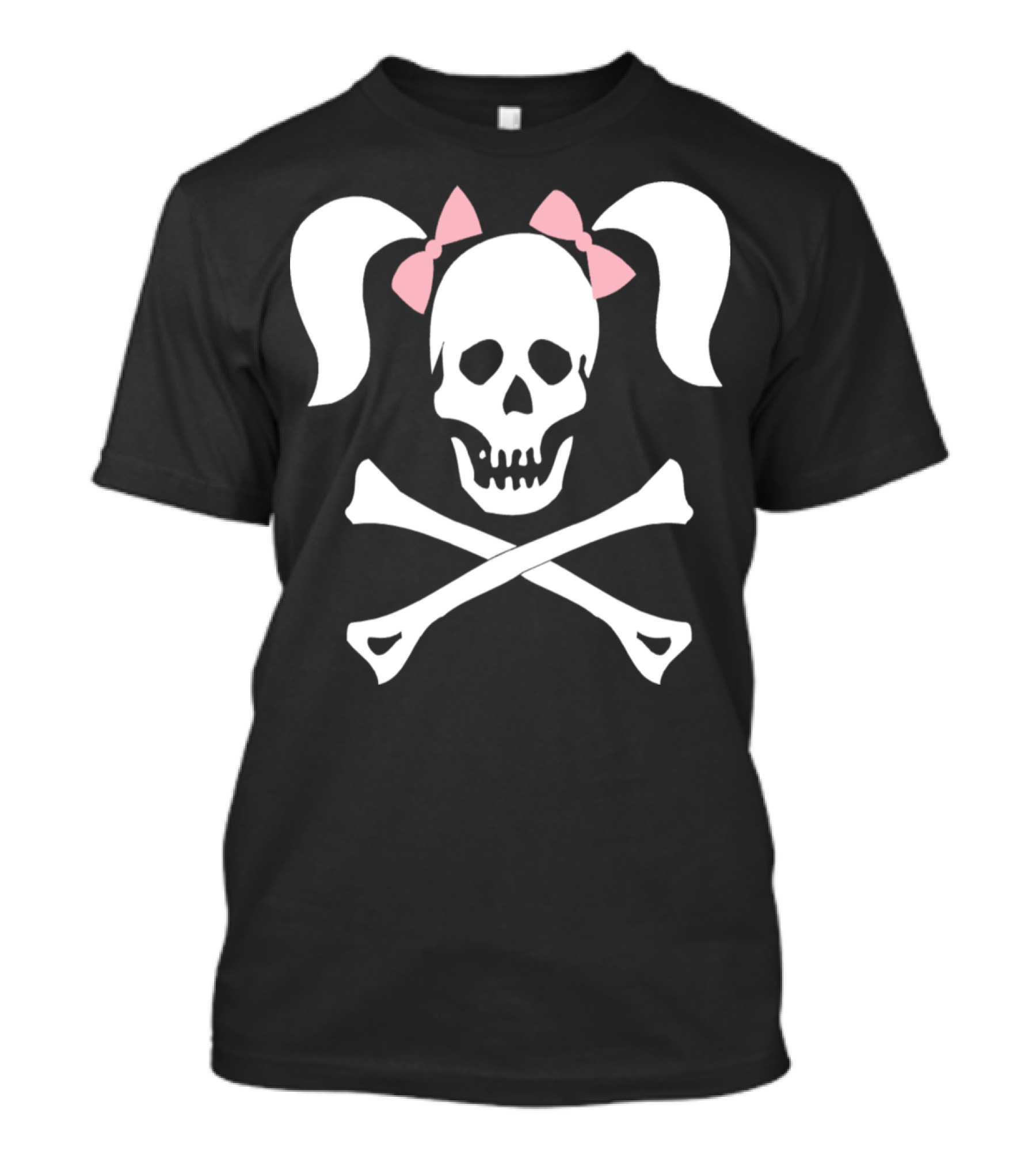 Skull Crossbones Pink Pigtails Bow T-Shirt