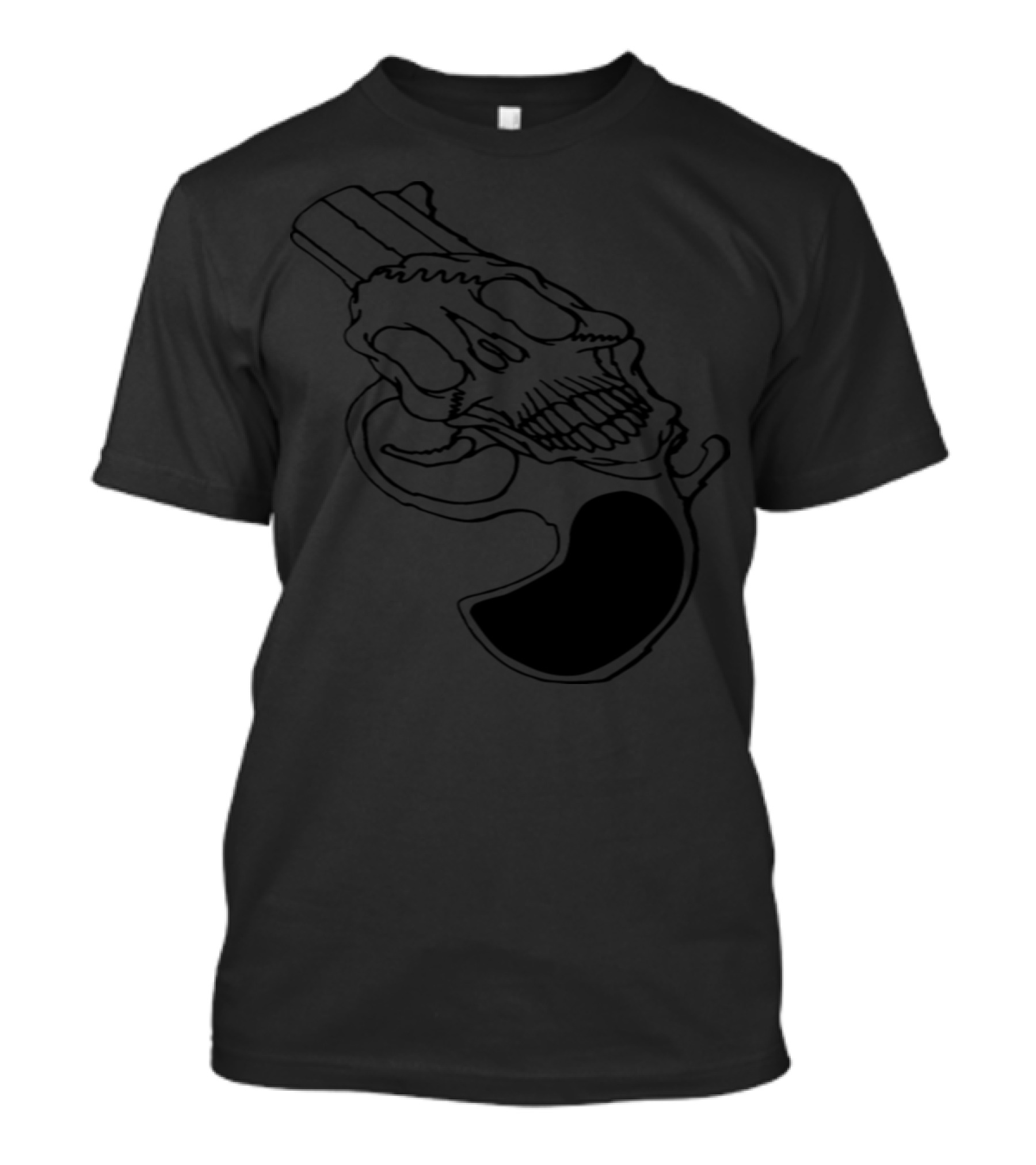 Skull Pistol Revolver Dark Art Gun T-Shirt
