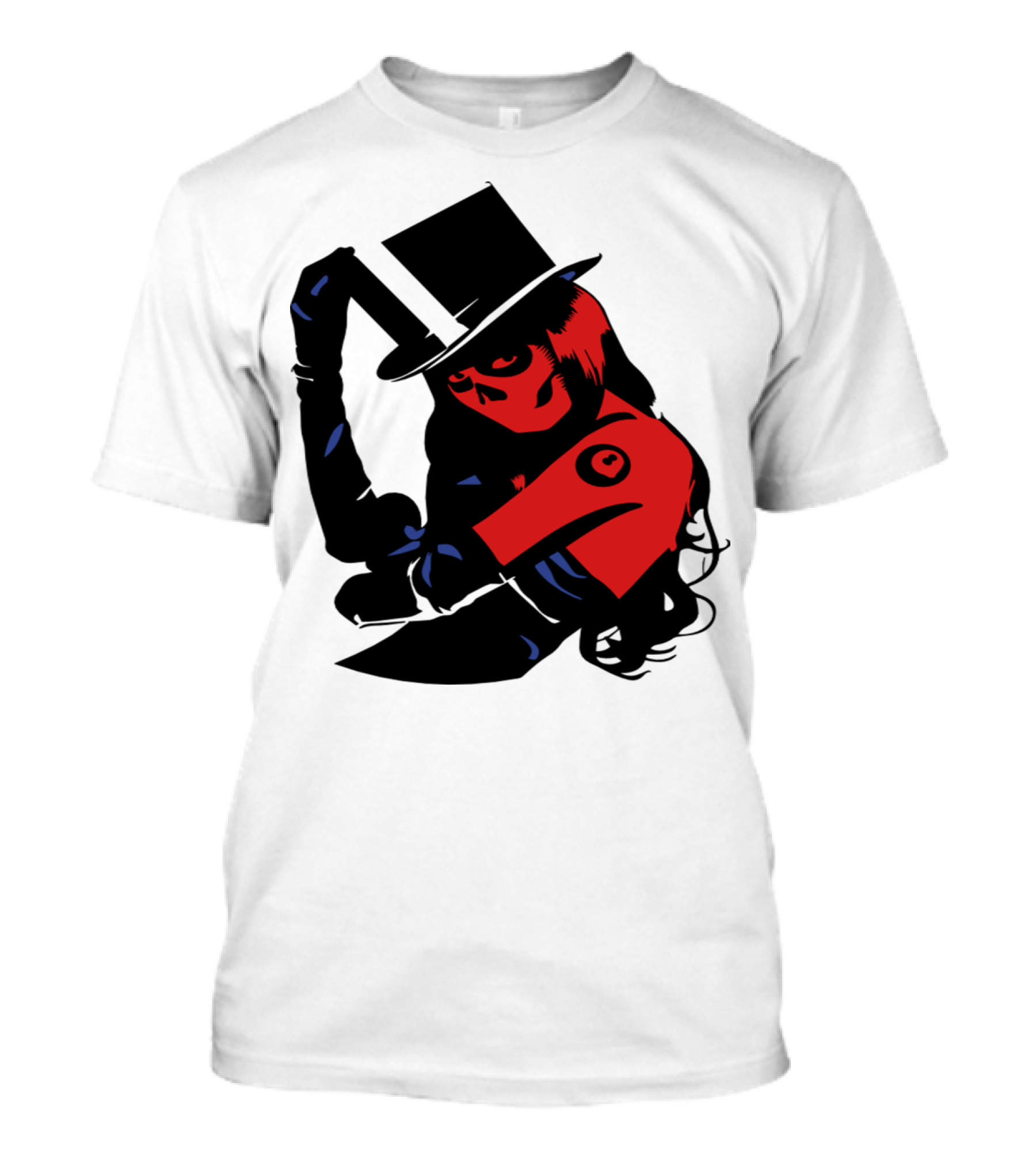 Darr Skull Girl Top Hat And Red Accents T-Shirt