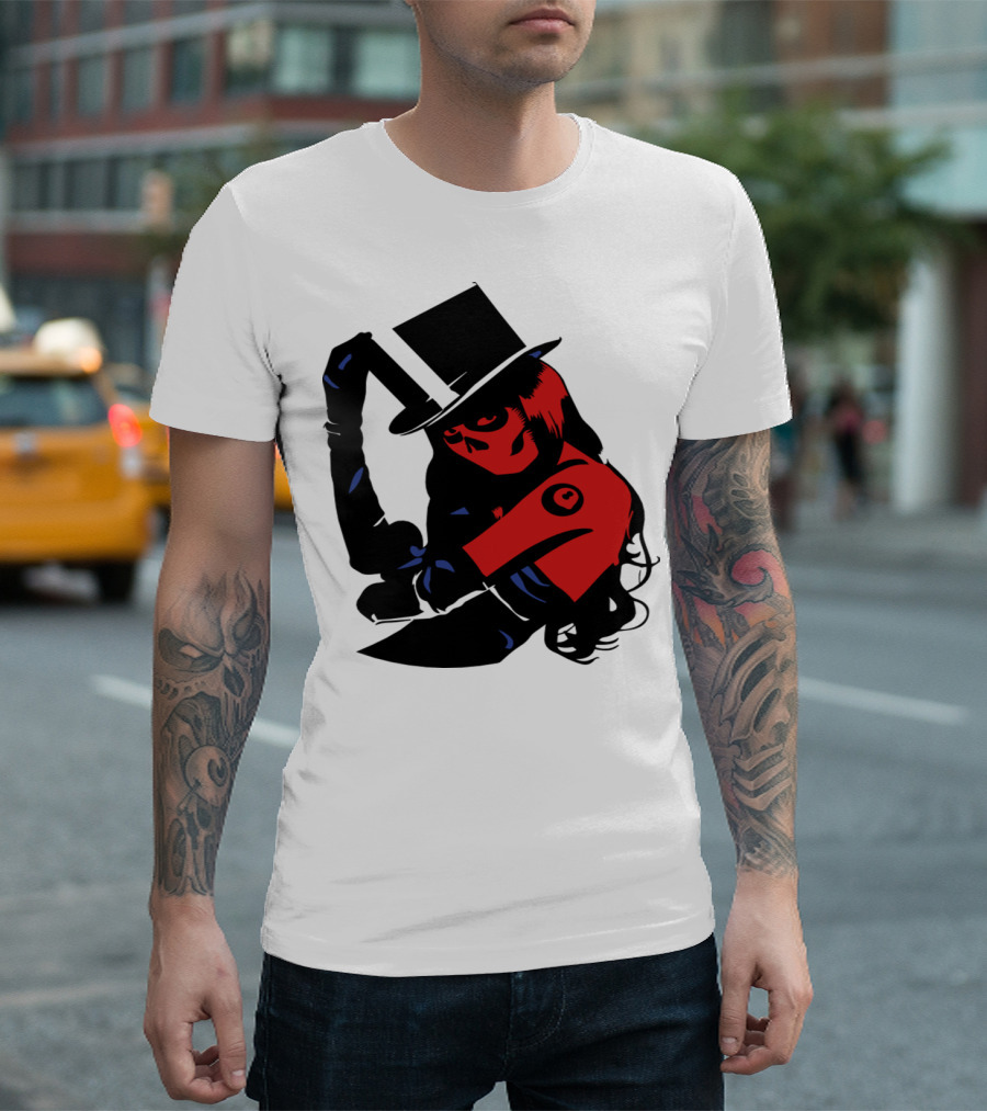 Darr Skull Girl Top Hat And Red Accents T-Shirt