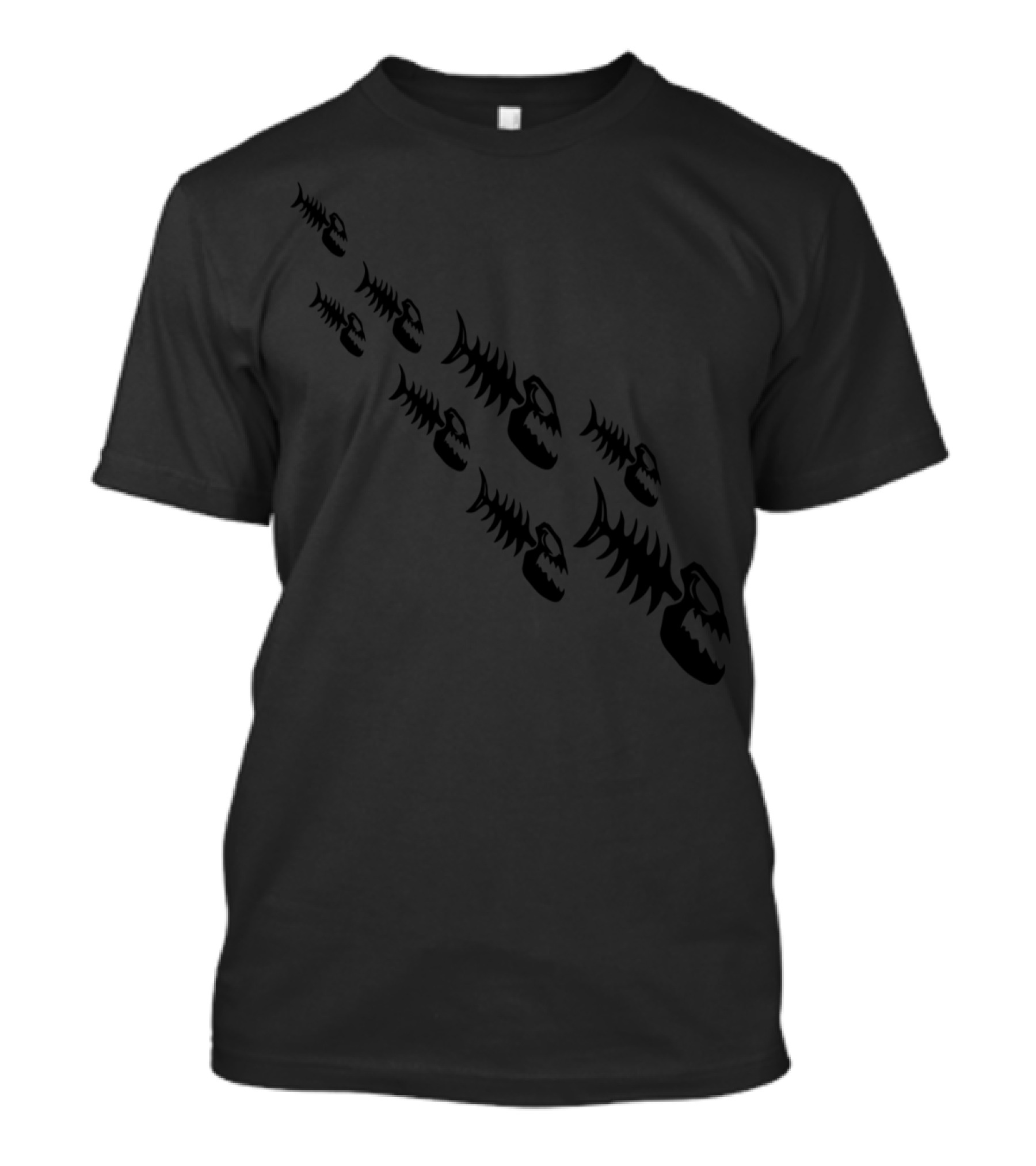 Fish Bone Monsters Pattern Diagonal Alignment T-Shirt