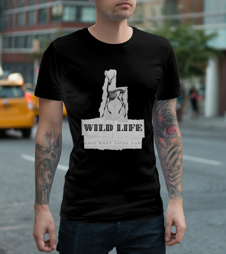Wild Life Save What Saves You Skeleton Stag T-Shirt