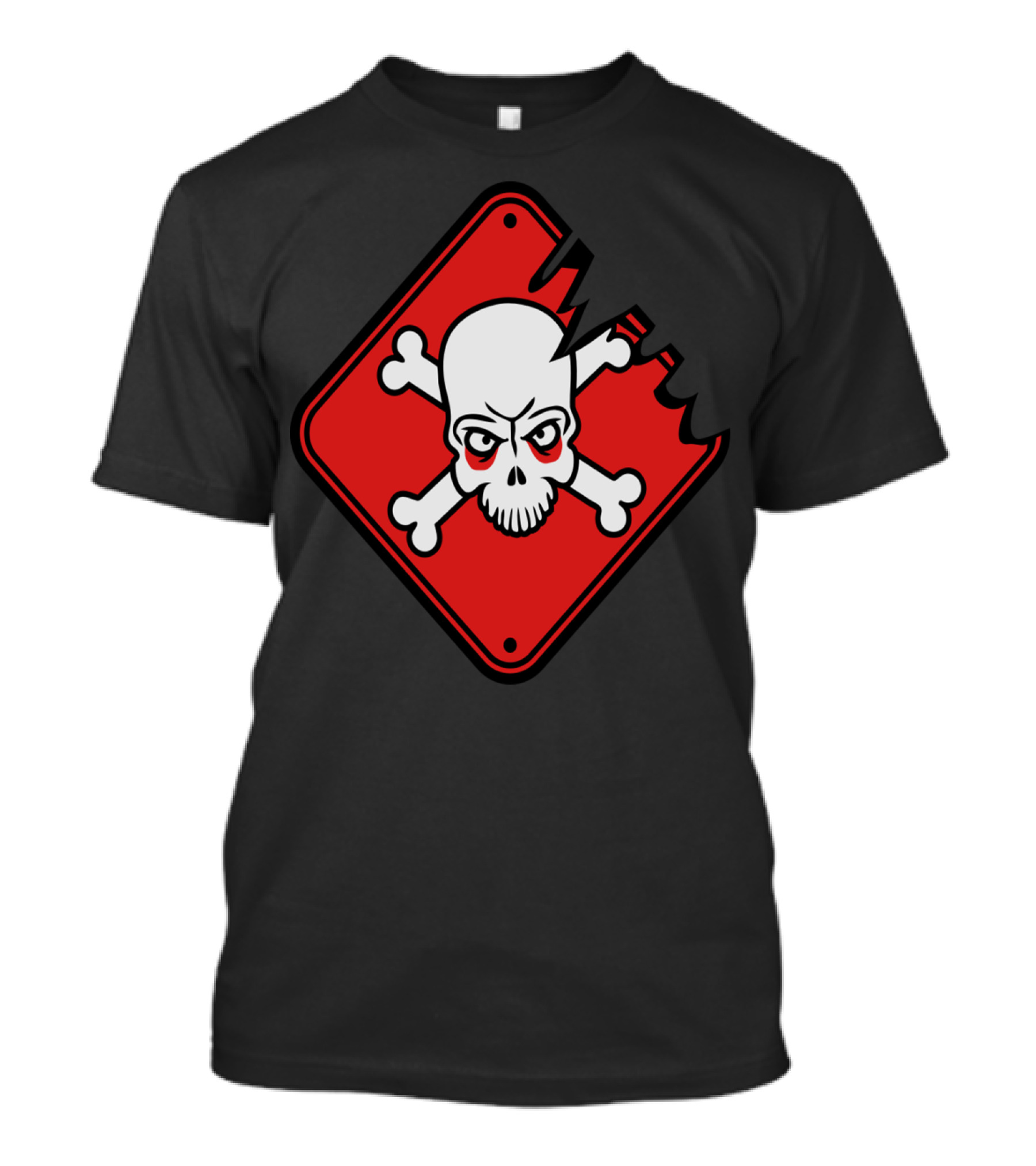 Danger Skull Red Warning Sign Torn Border T-Shirt