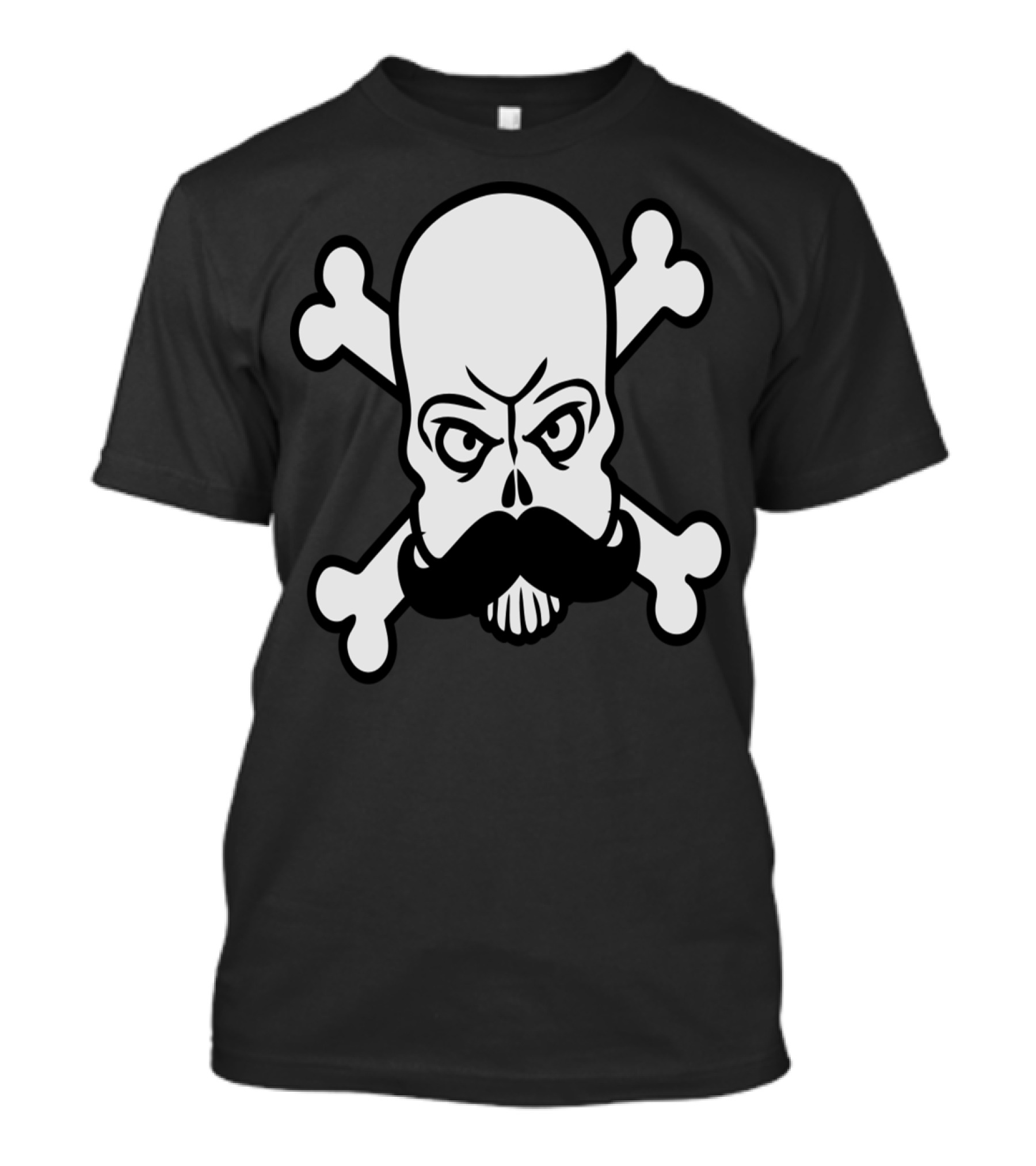 Mustache Skull And Crossbones Pirate T-Shirt