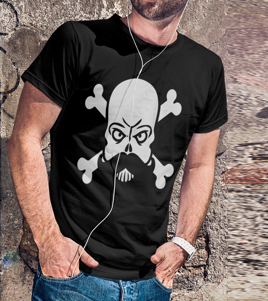 Mustache Skull And Crossbones Pirate T-Shirt