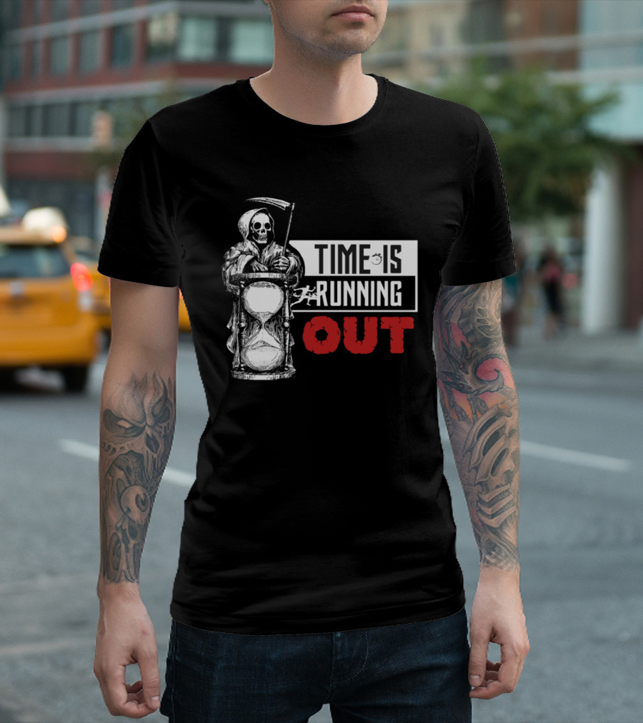 Time Is Running Out Grim Reaper Hourglass and Runner T-Shirt