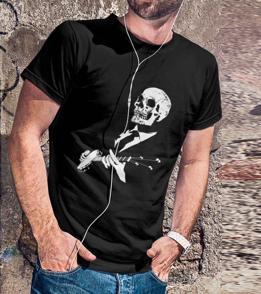 Banjo Playing Skull Musician In Suit T-Shirt