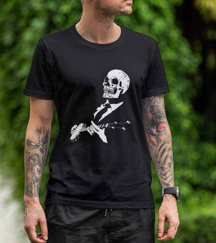 Banjo Playing Skull Musician In Suit T-Shirt