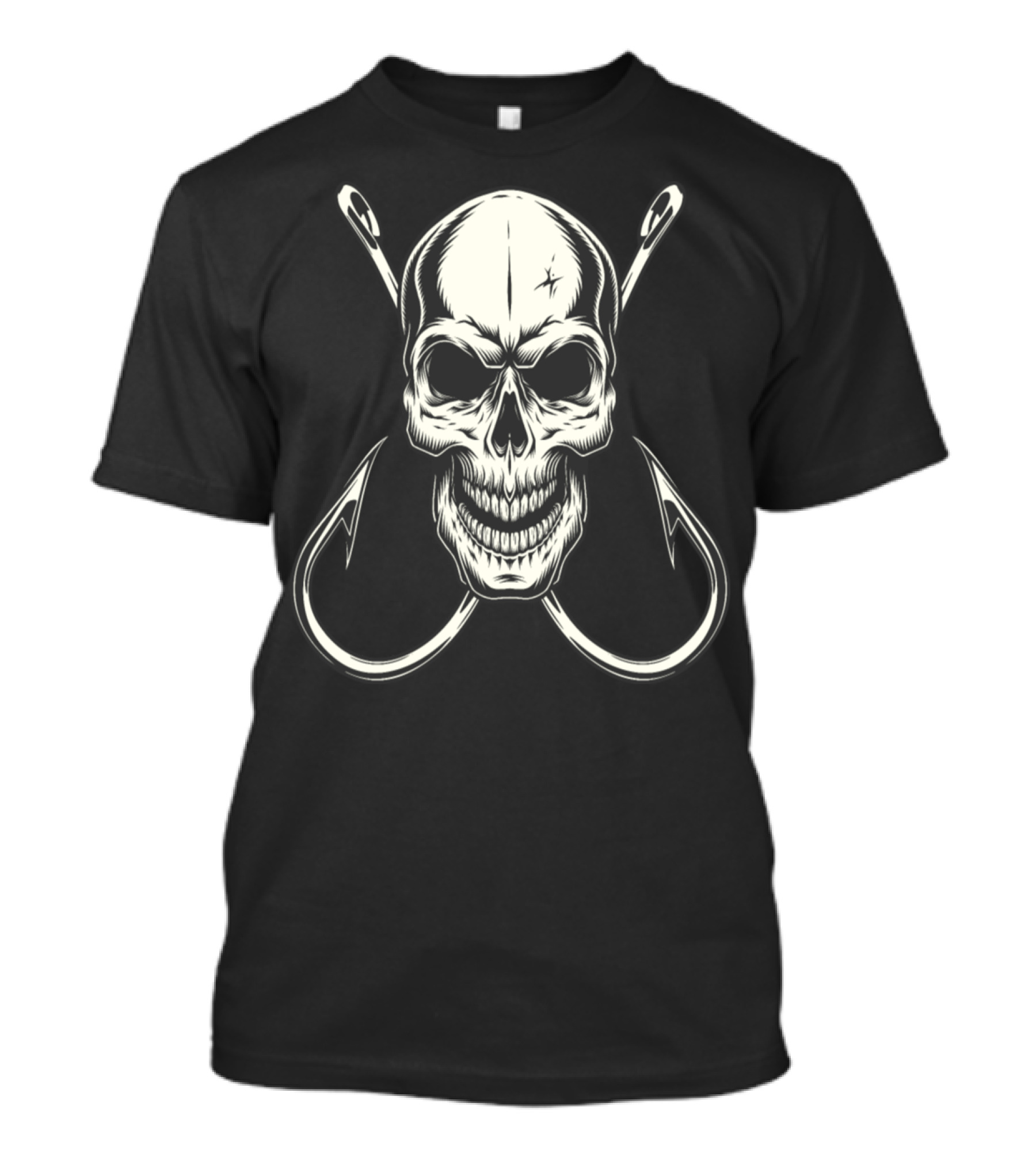 Skull With Fishing Hooks For Fishermen Crew Iconic T-Shirt