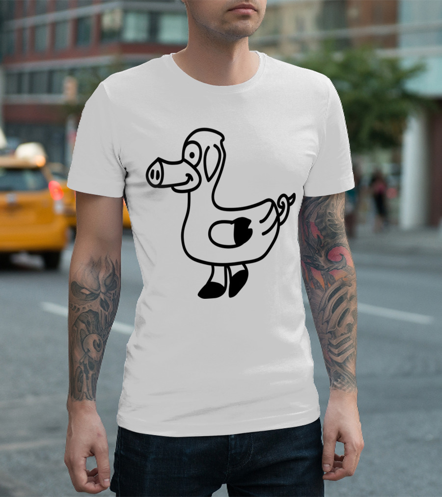 Pig Duck Hybrid Silhouette Outline 1c T-Shirt