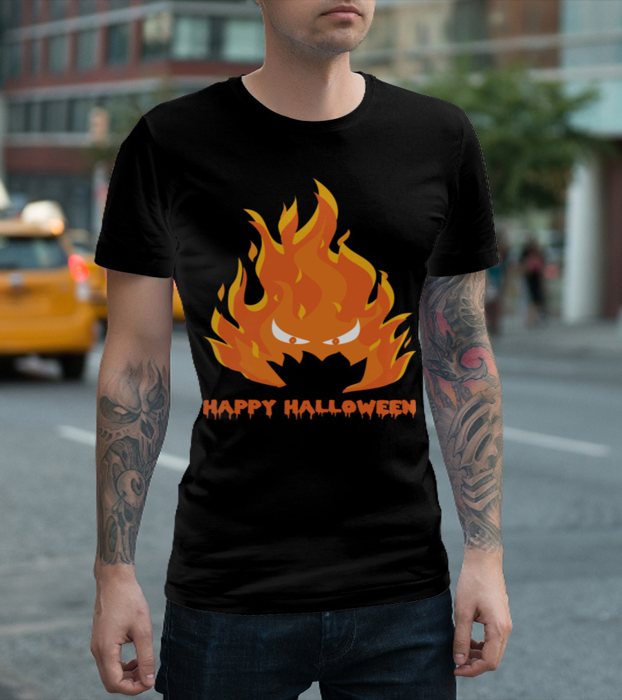 Happy Halloween Fire Monster Zombie Scary Horror T-Shirt