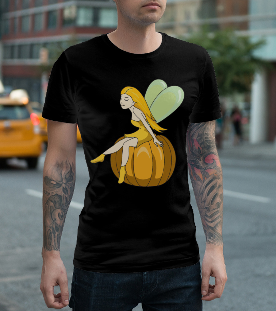 Halloween Elf Pumpkin Fairy Sitting On Jack-o'-Lantern T-Shirt