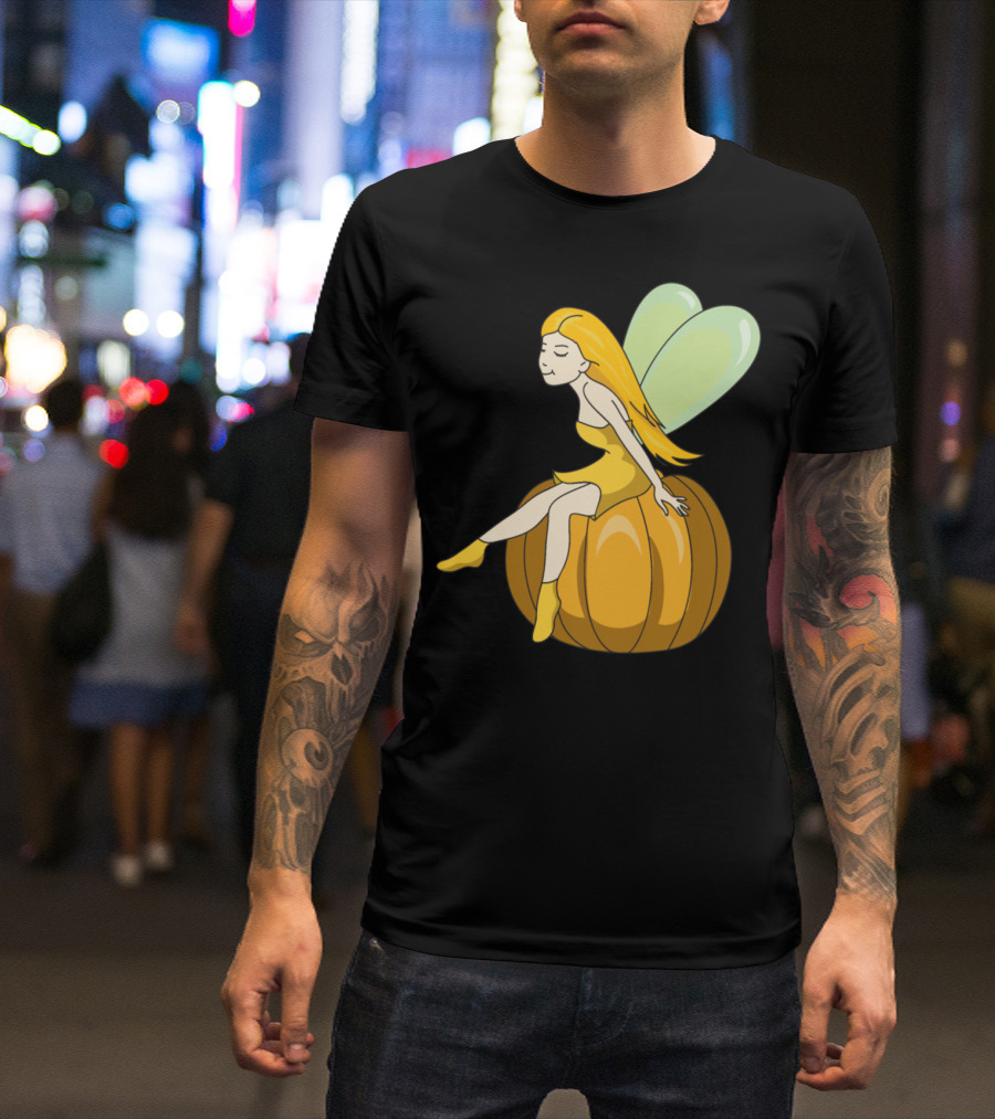Halloween Elf Pumpkin Fairy Sitting On Jack-o'-Lantern T-Shirt