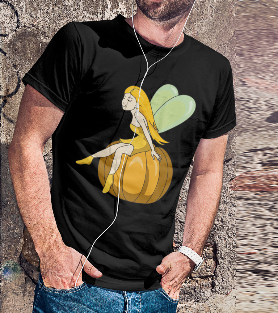 Halloween Elf Pumpkin Fairy Sitting On Jack-o'-Lantern T-Shirt