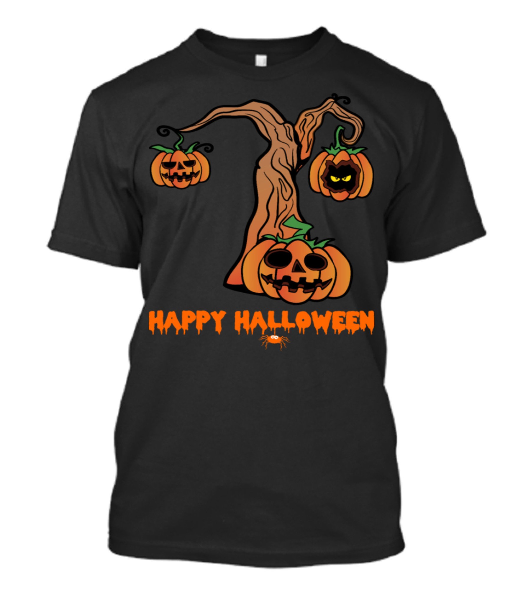 Happy Halloween Pumpkin Monster Tree Scary Face T-Shirt