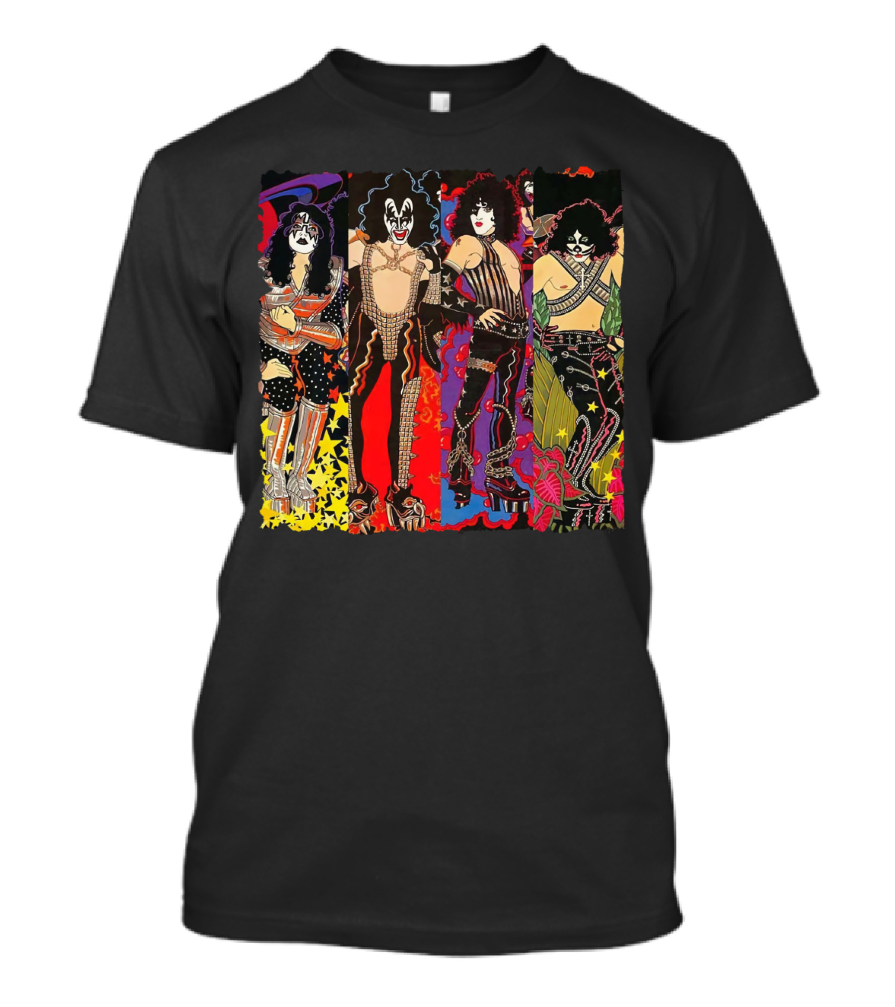 ISS2 KISS Band Cartoon Style Characters T-Shirt