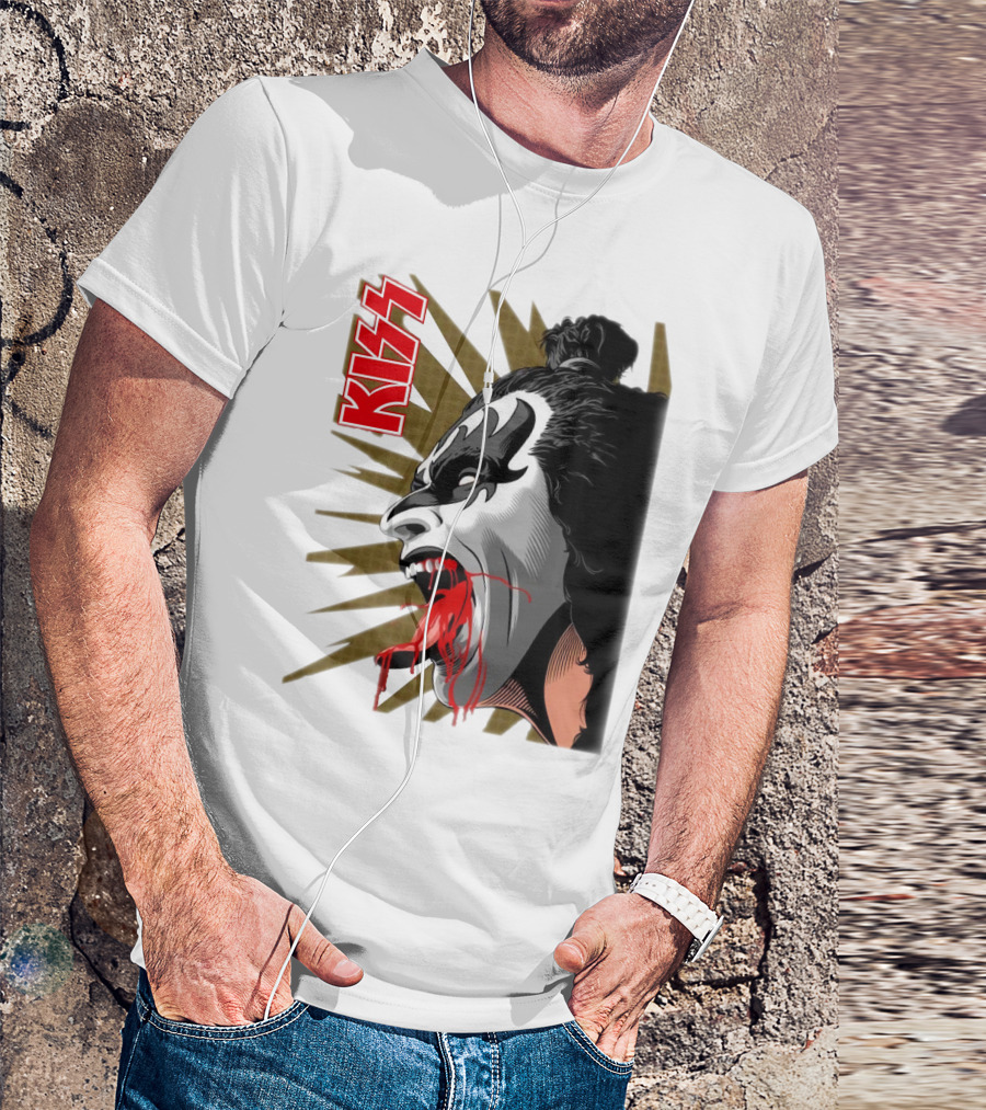 KISS Demon Face Makeup With Blood Spatter T-Shirt