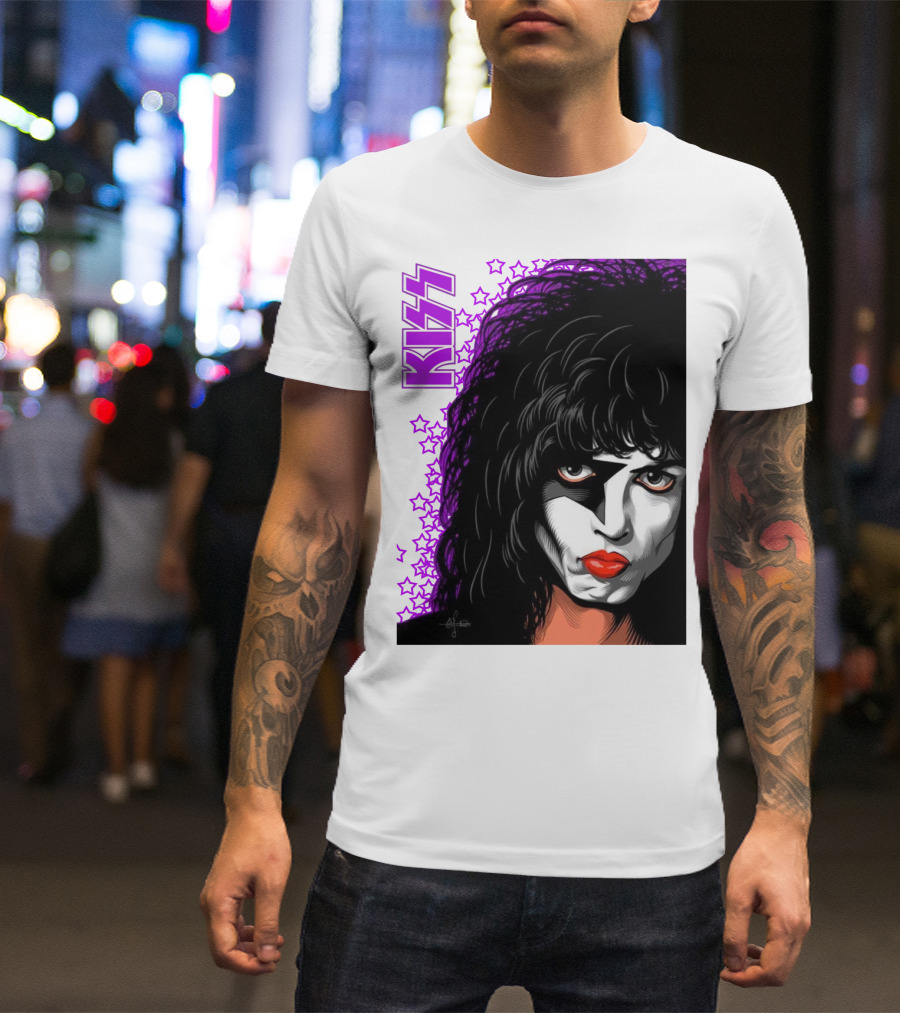 KISS Paul Stanley Starchild Icon With Purple Stars T-Shirt