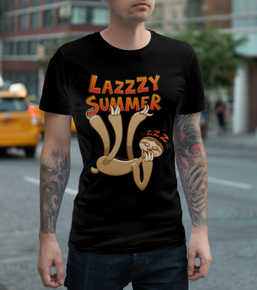 Lazzy Summer with Sleepy Sloth Yawning and Relaxing ZZZ T-Shirt