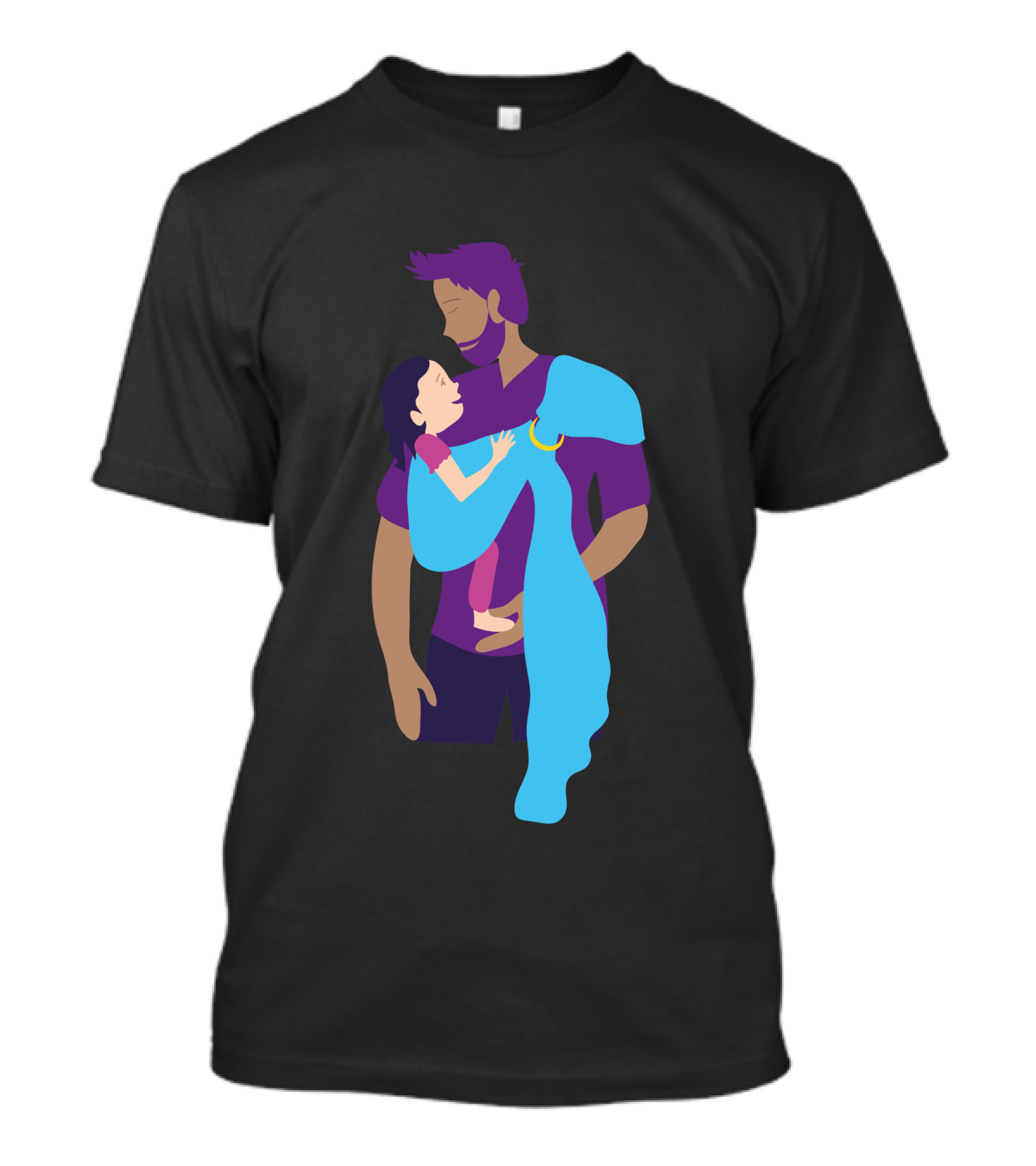 Peaceful Papa Babywearing Dad With Child In Blue Sling T-Shirt